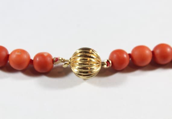 Vintage 14k Gold Natural Japanese Momo Coral Bead… - image 4