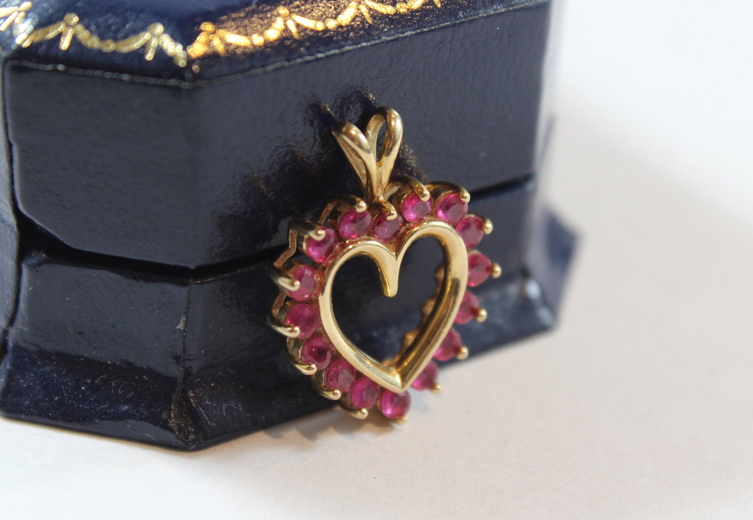 Vintage 14k Gold Natural Ruby Heart Shape Pendant - Etsy