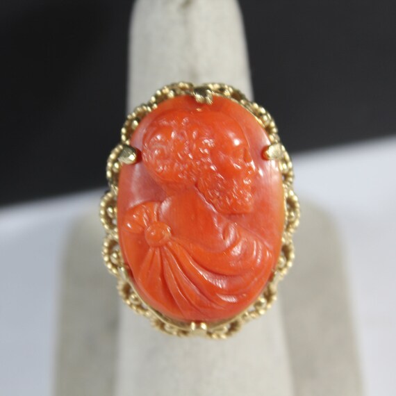 Vintage 14k Gold Carved Cameo Natural Italian Ora… - image 3