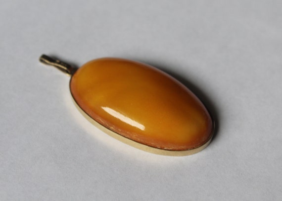 Antique Art Deco 333k Gold Amber Pendant - image 3