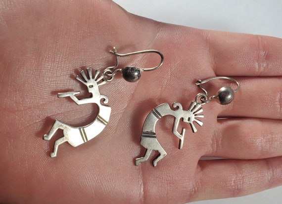 Vintage Sterling Silver Navajo Person Kokopelli E… - image 2