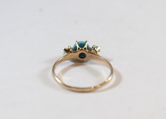 Vintage 14k Gold Natural Turquoise with Diamond R… - image 6