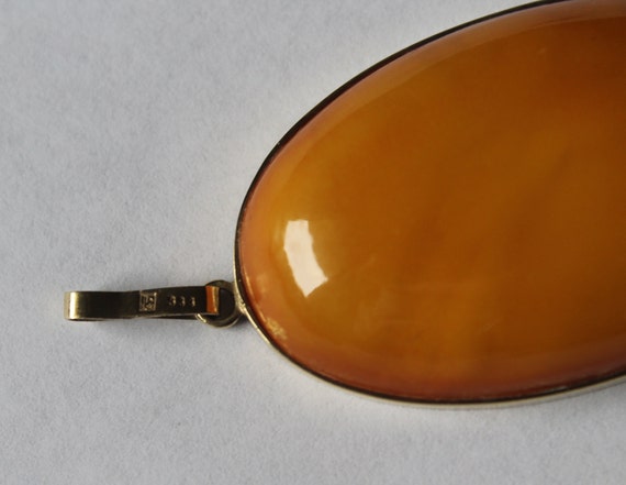 Antique Art Deco 333k Gold Amber Pendant - image 4