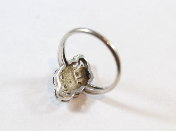 Antique 18k White Gold Natural Diamond Ring 8US - image 6