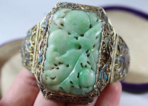 Antique Chinese Sterling Silver Enamel Filigree C… - image 2