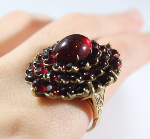 Antique 14k Gold Natural Bohemian Garnet Layered … - image 3