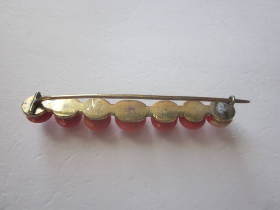 Antique Victorian 10k Gold Big Orange Coral Brooch - image 4