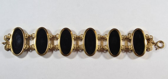 Antique 12k Gold Filled Natural Black Onyx Bracel… - image 7