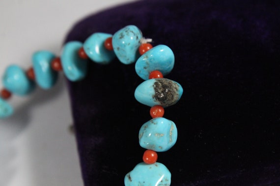 Vintage Natural Turquoise and Coral Beaded Bracel… - image 4