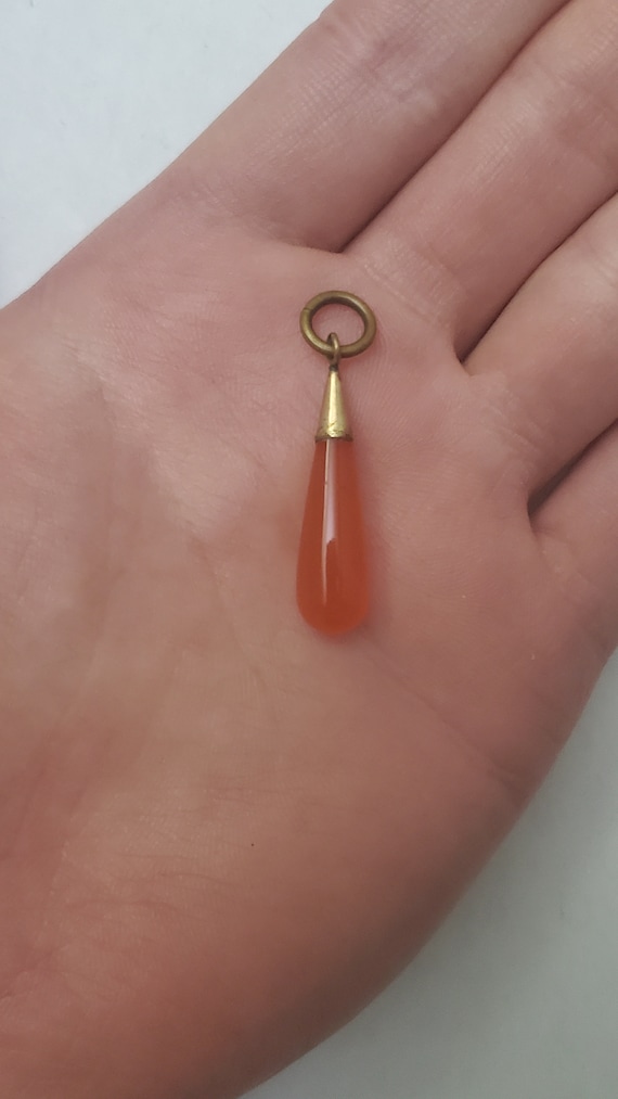 Antique 9CT Rose Gold Carnelian Agate Tear Drop Pe