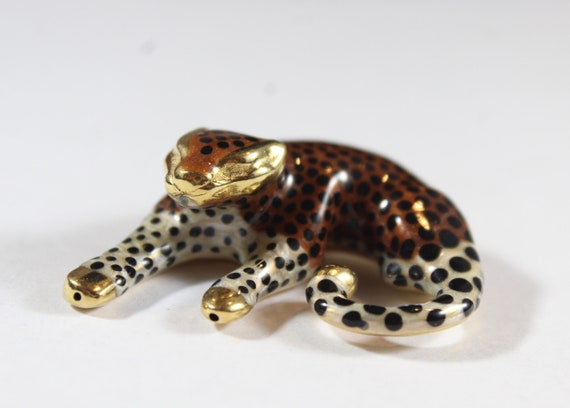 Vintage 14k Gold Enamel Jaguar Big Pendant - image 5