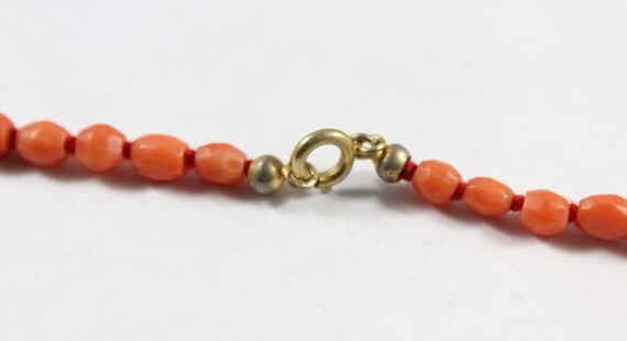 Antique Faceted Orange Natural Coral Beaded Neckl… - image 6