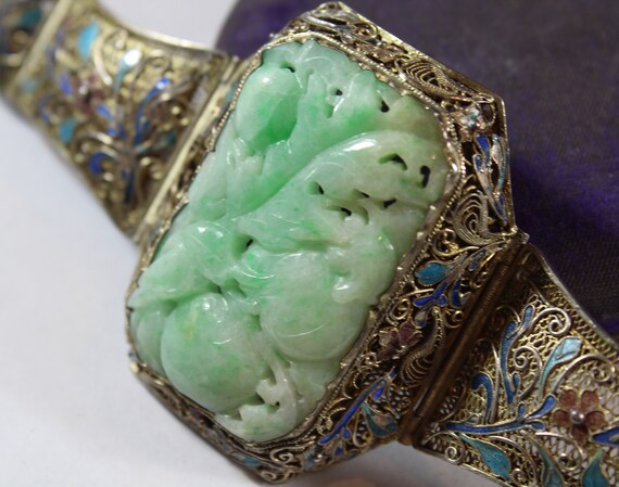 Antique Chinese Sterling Silver Enamel Filigree C… - image 5