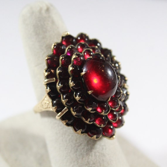 Antique 14k Gold Natural Bohemian Garnet Layered … - image 4