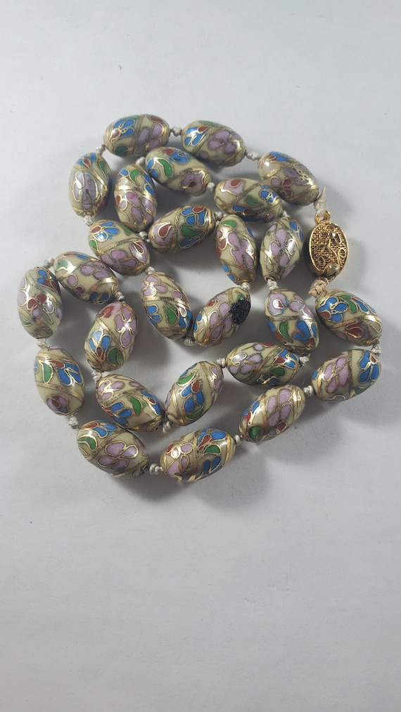 Vintage Chinese Enamel Porcelain Bead Necklace