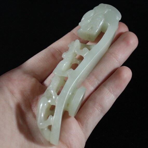 Antique Chinese Carved Dragon Natural Hetian Jade… - image 5