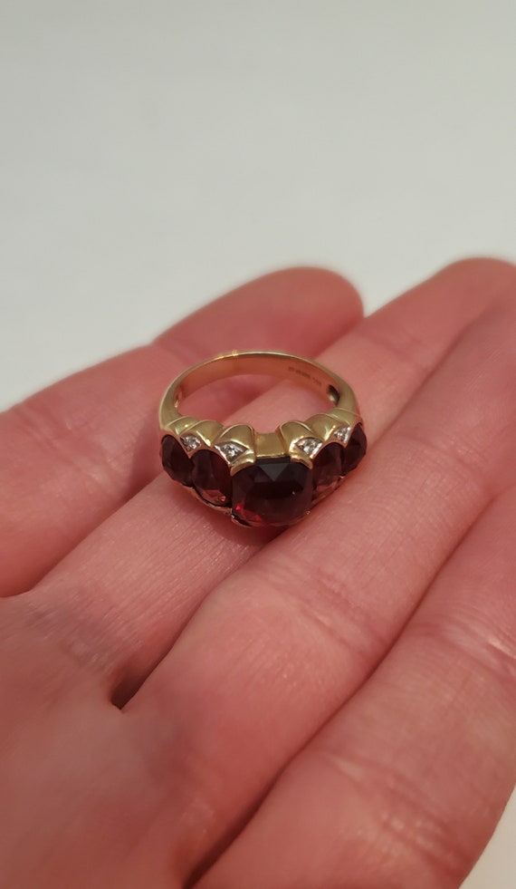 Antique Victorian 8k Gold Diamond Garnet Ring - image 4