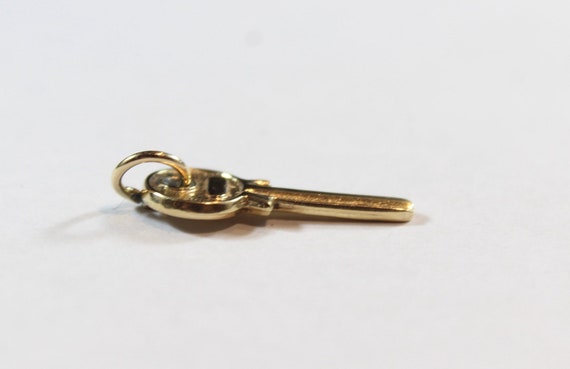 Vintage 9k Gold Key Shape Small Pendant - image 4