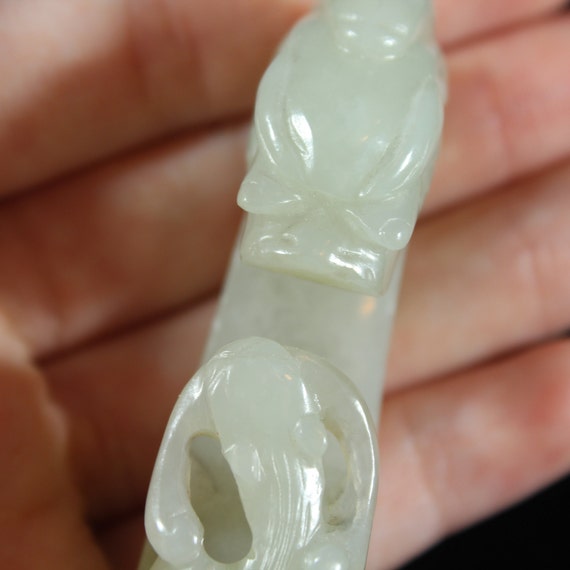 Antique Chinese Carved Dragon Natural Hetian Jade… - image 3