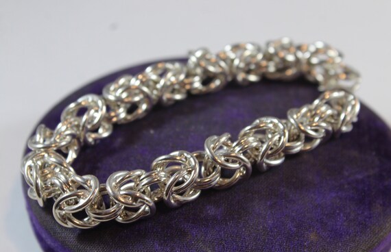 Vintage Sterling Silver Thick Chain Bracelet - Etsy