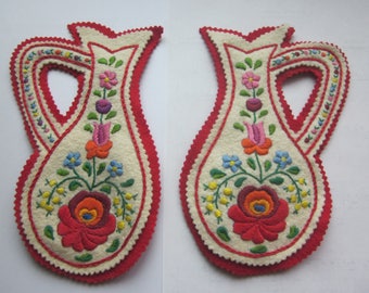 Vintage Hungarian Embroidery Flower Pot