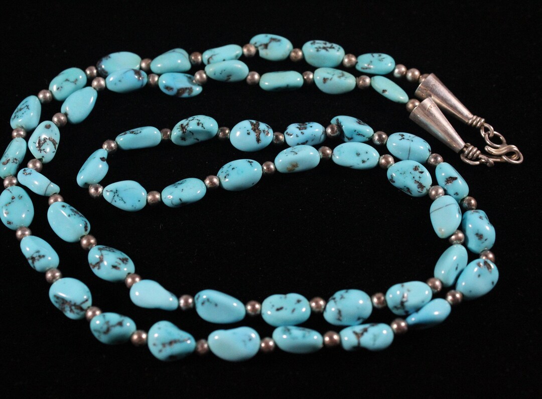 Vintage Sterling Silver Native American Navajo Natural Blue Turquoise ...