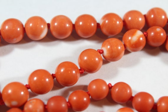 Vintage 14k Gold Natural Japanese Momo Coral Bead… - image 3