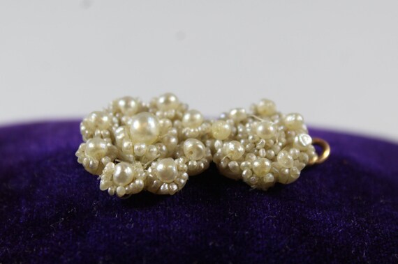 Antique Victorian 9k Gold Natural Seed Pearl Flow… - image 5