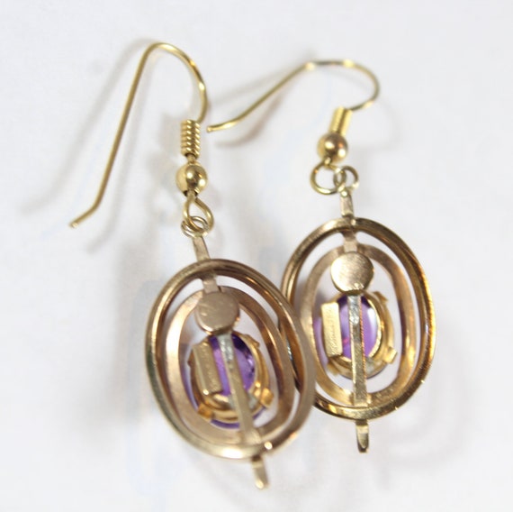 Vintage Gold Filled Purple Amethyst Glass Earring - image 4