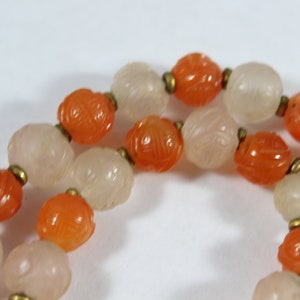 Antique Sterling Silver Chinese Carved Long Life Carnelian with Rose Quartz Beaded Necklace image 6