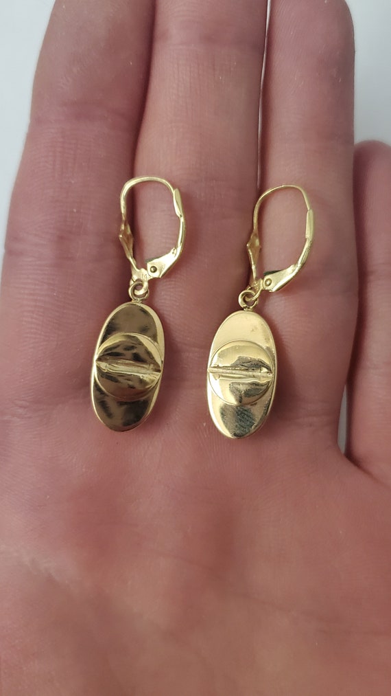 Antique 14k Gold Cabachon MoonStone Earrings - image 5