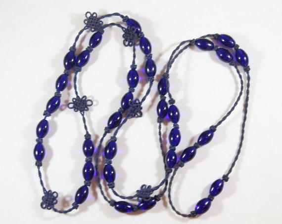 Antique Art Deco Chinese Knot Purpleish Blue Peki… - image 3