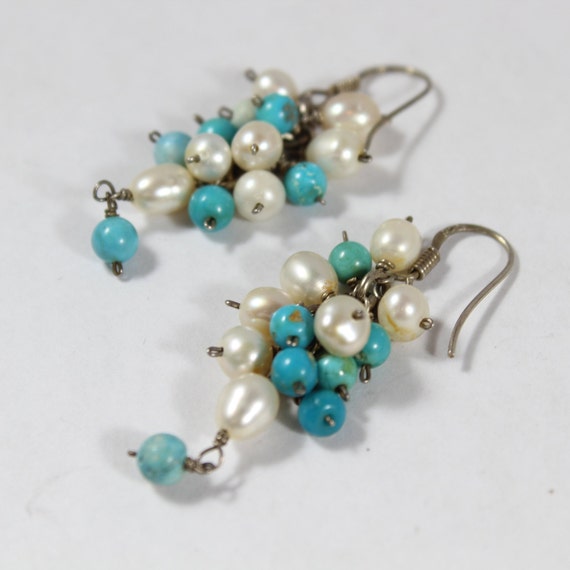 Vintage Sterling Silver Natural Turquoise with Pe… - image 6