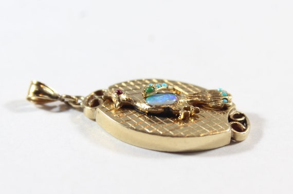 Antique 14k Gold Natural Opal with Turquoise and … - image 4