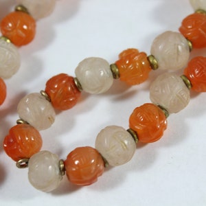 Antique Sterling Silver Chinese Carved Long Life Carnelian with Rose Quartz Beaded Necklace image 7