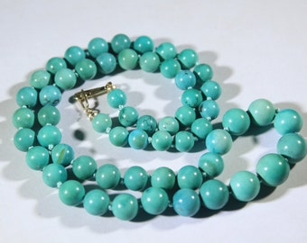 Antique 14k Gold Natural Turquoise Bead Necklace