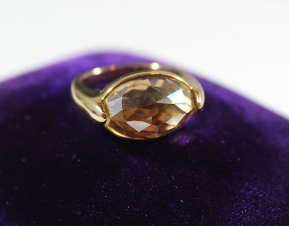 14k Gold Oval Shape Faceted Citrine Ring 5.5US - image 1