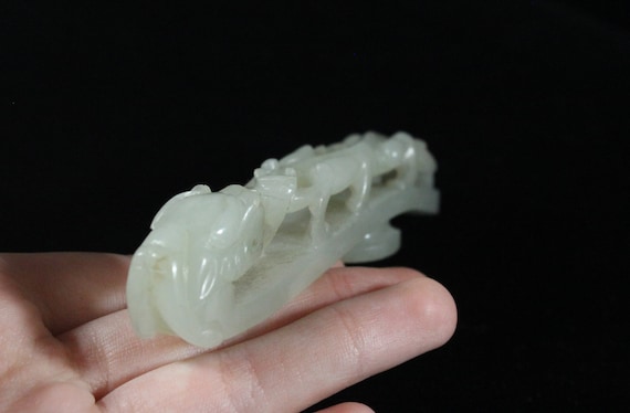 Antique Chinese Carved Dragon Natural Hetian Jade… - image 6