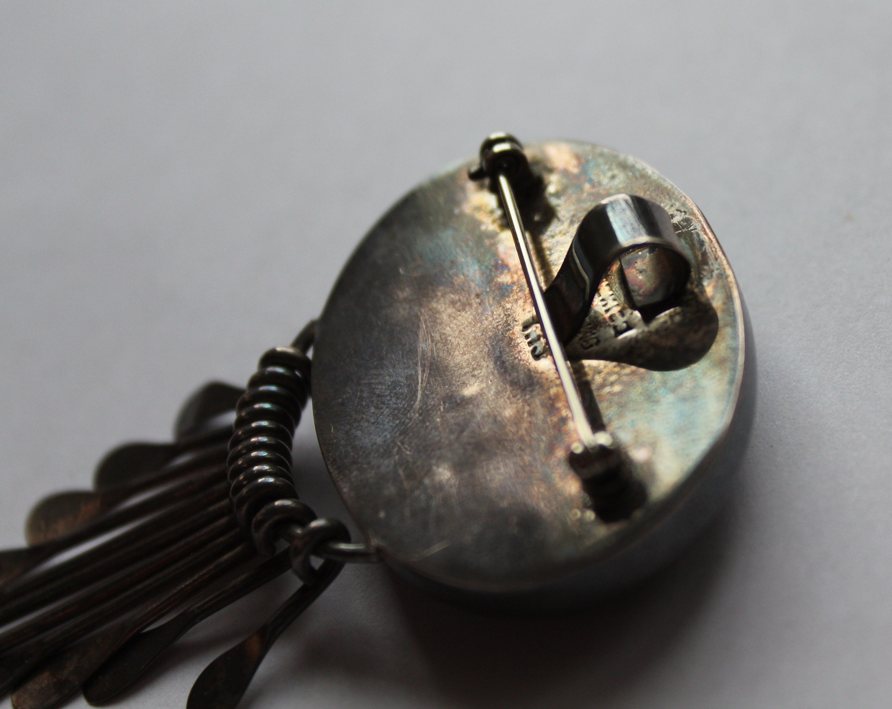 最終決算 Vintage Sterling Pendant/pin Onyx Black Mexican Silver コレクション