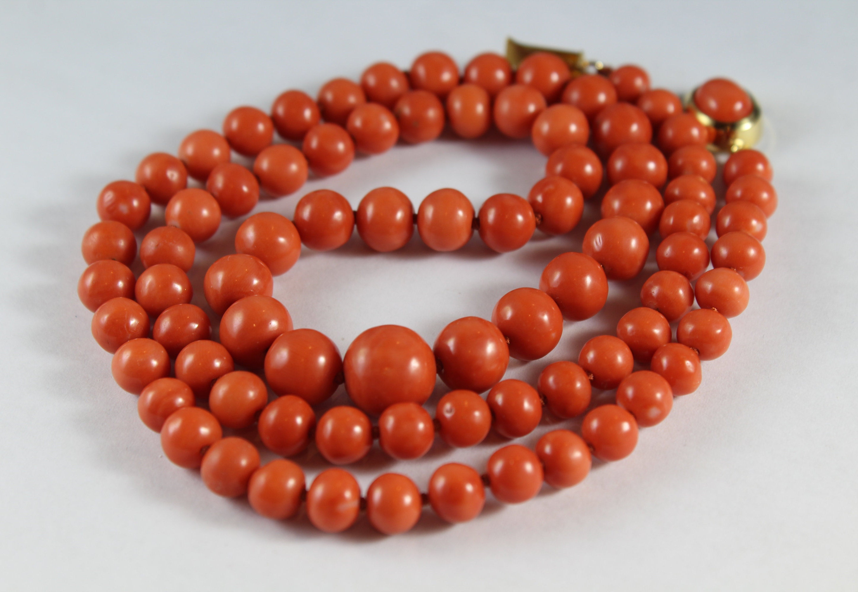 Vintage Sterling Silver Natural Japanese Orange Red Momo Coral
