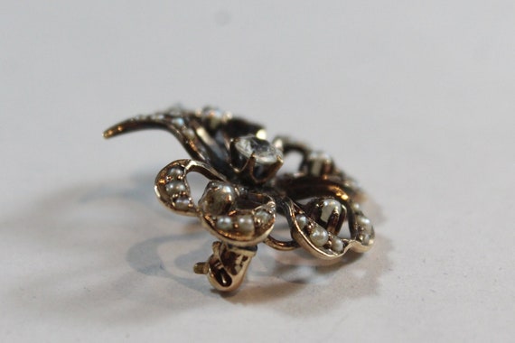 Antique Victorian Natural Seed Pearl and Diamond … - image 4