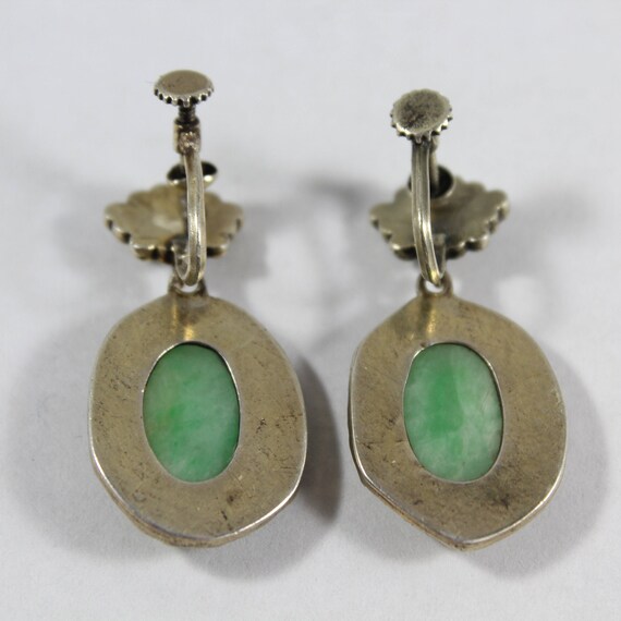 Antique Chinese Sterling Silver Natural Jadeite S… - image 5