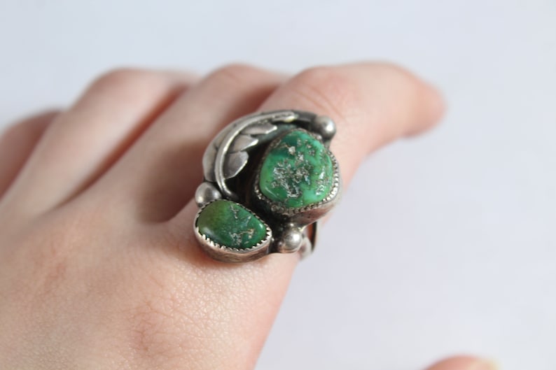 Antique Sterling Silver Zuni Old Pawn M. Chuyate Natural Turquoise Ring