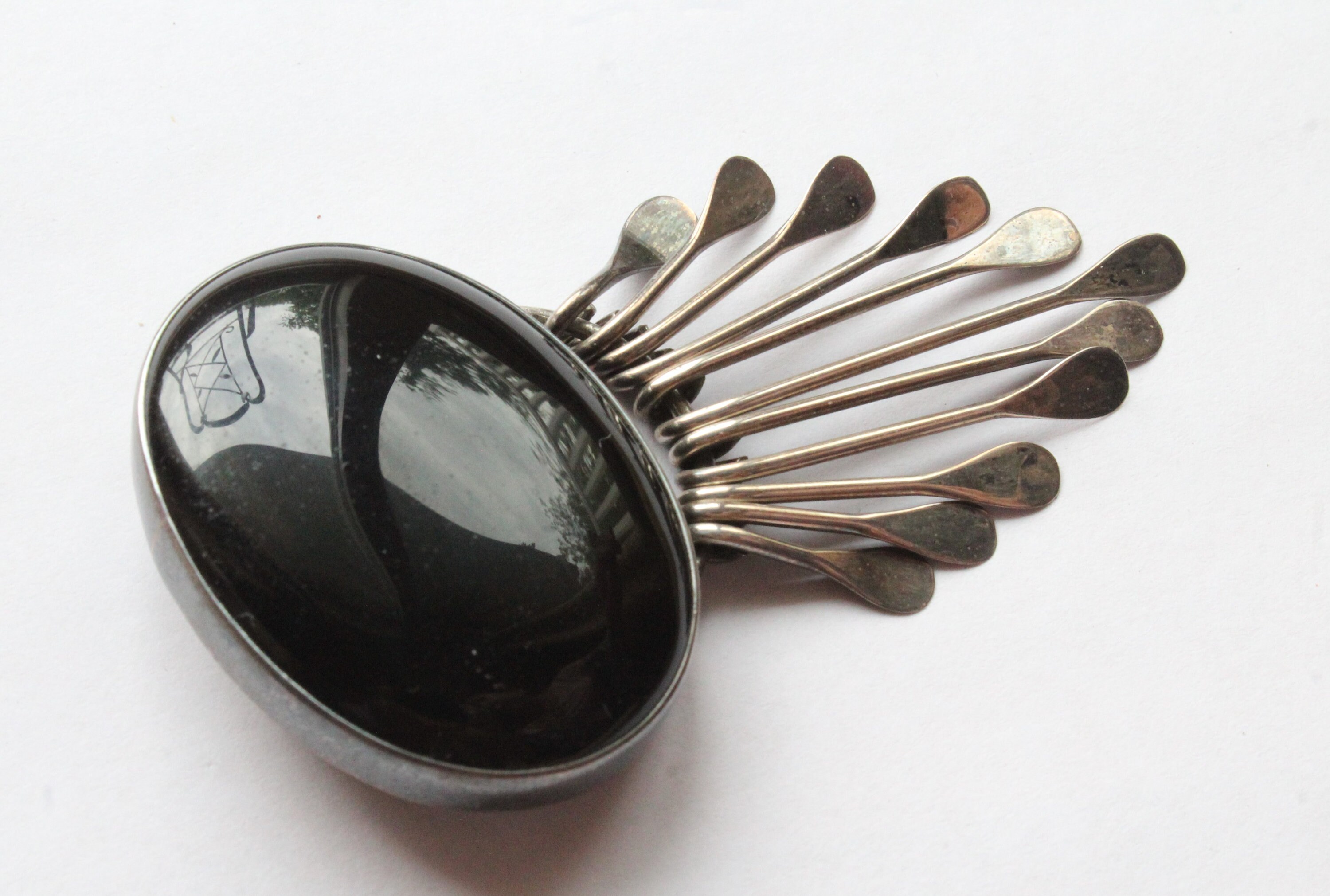 Vintage Sterling Silver Mexican Black Onyx Pendant/pin