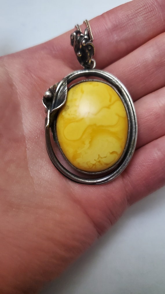 Antique Victorian Sterling silver Egg Yolk Pendant