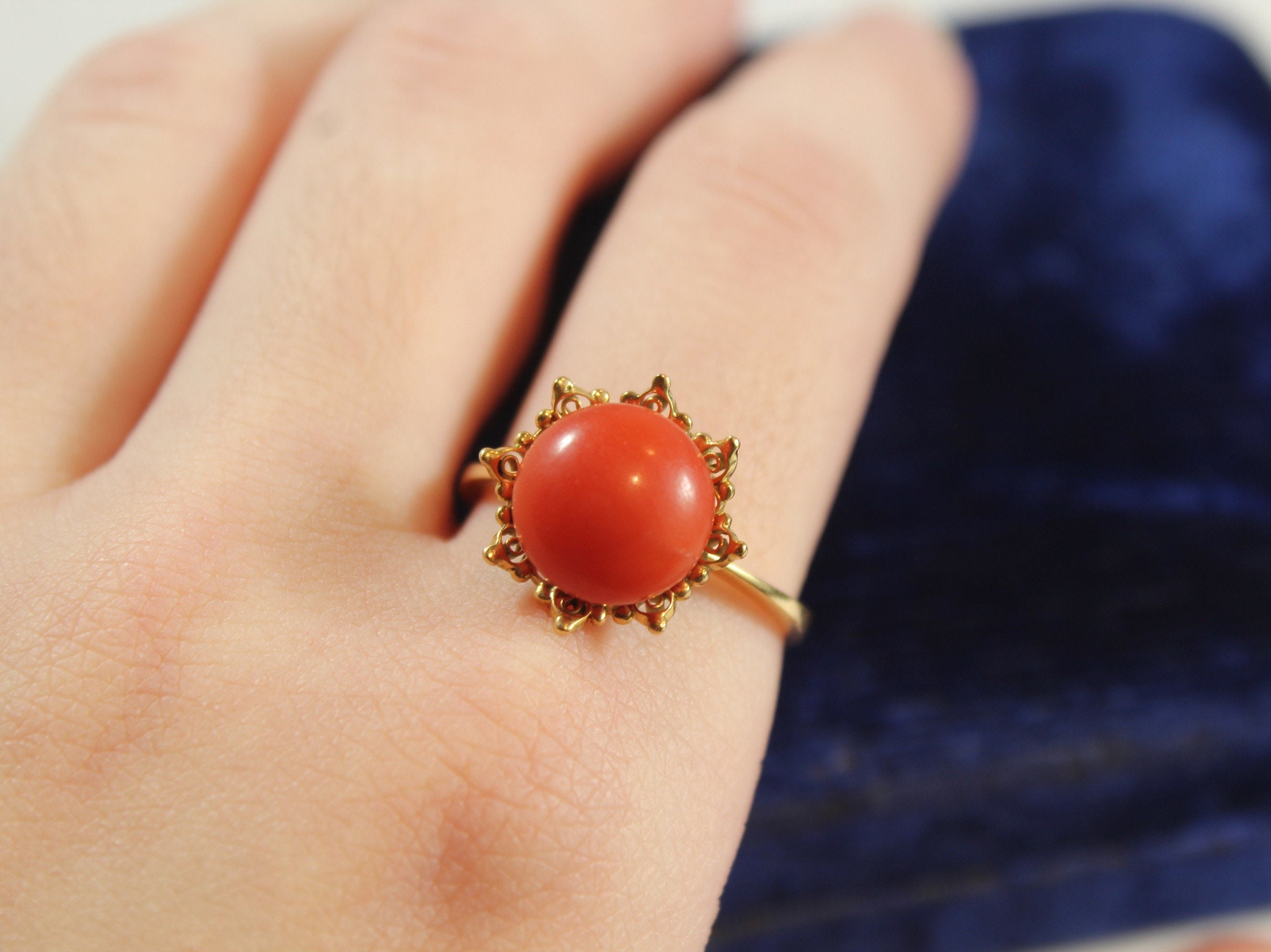 Gold Carnelian Ring, Natural Carnelian, Gold Flower Ring, Gold Branch –  Adina Stone Jewelry
