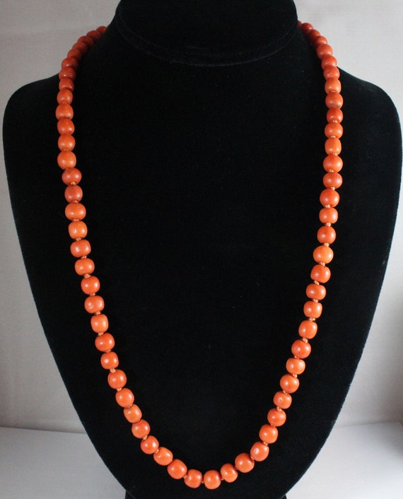 Antique Victorian 14k Gold Natural Orange Coral B… - image 2