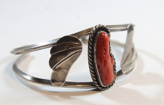 Vintage Sterling Silver Wing Shape Navajo Natural… - image 4