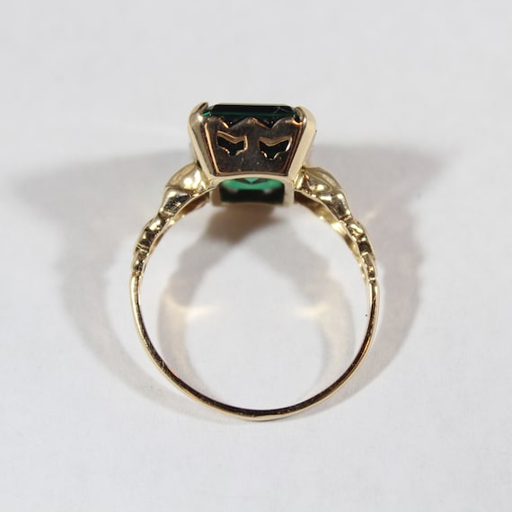 Vintage 14k Gold Rectangular Cut Simulated Emeral… - image 5