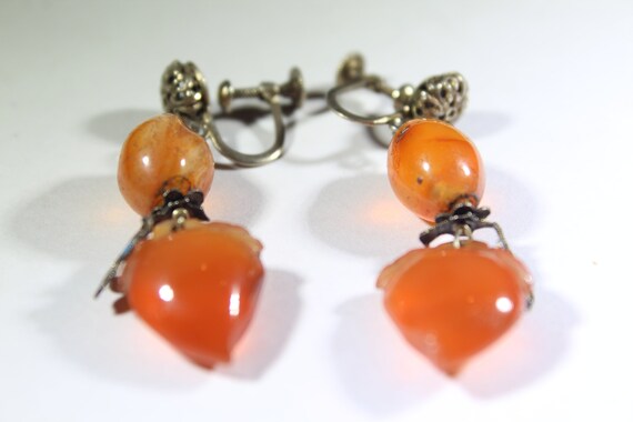 Antique Chinese Sterling Silver Carnelian Kingfis… - image 4